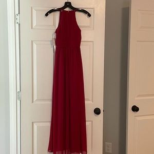 David’s Bridal Junior Bridesmaid Apple Red High Neck Dress